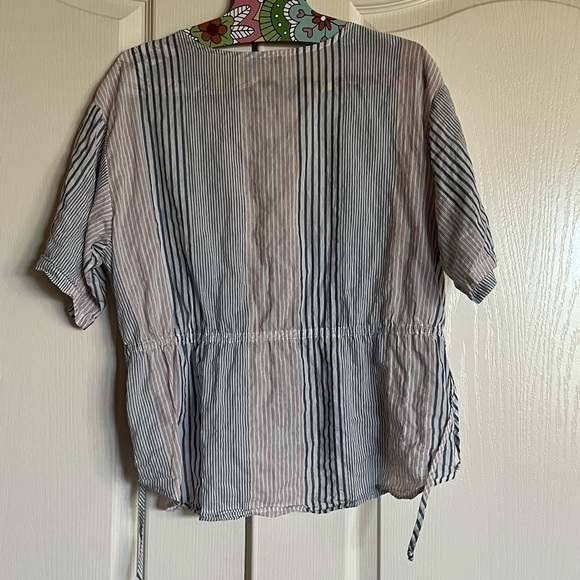 Madewell striped drawstring button front‎ blouse size Small Host Pick! - Picture 12 of 14